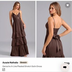 Azazie Nathalia Chocolate Brown Maxi Dress